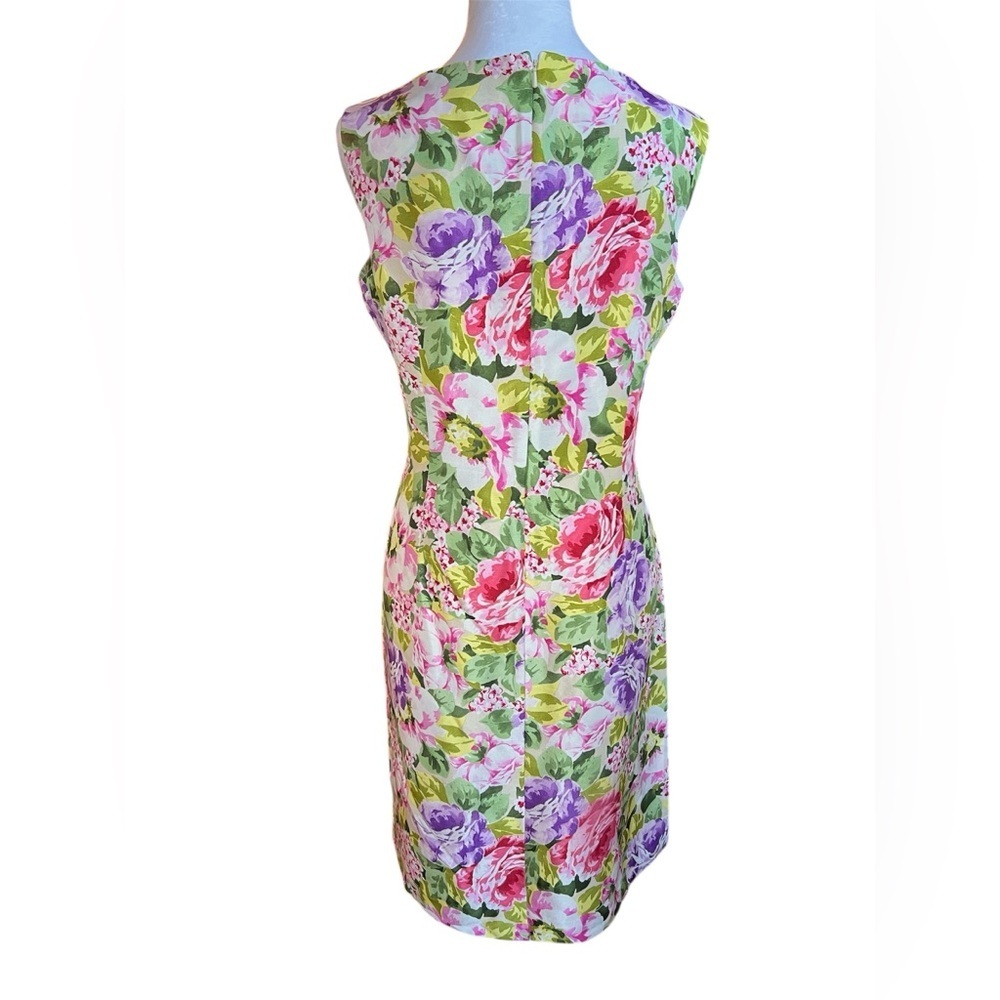 Vintage 100% Silk Floral Sleeveless Dress, NWOT, Easter Dress, Summer Dress - Picture 2 of 7